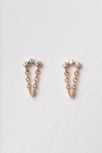 Scosha Trio Cluster Chain Stud with White Sapphires