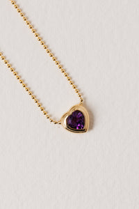 Rachel Reid Amethyst Double Bezel Heart Necklace