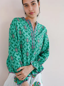 Green Ikat Broom Blouse | Nimo With Love