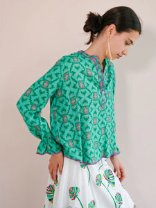 Green Ikat Broom Blouse | Nimo With Love