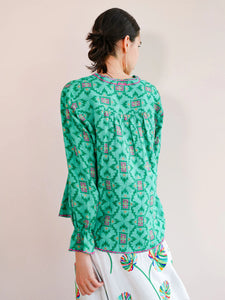 Green Ikat Broom Blouse | Nimo With Love