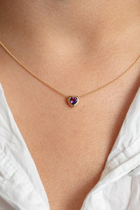 Rachel Reid Amethyst Double Bezel Heart Necklace