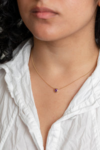 Rachel Reid Amethyst Double Bezel Heart Necklace