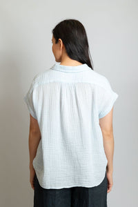 Short Sleeve Henley Top | Ice Blue