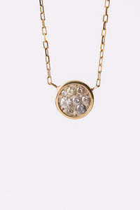 Miles McNeel Small Circle Pendant Necklace 14k Gold | White Diamond 