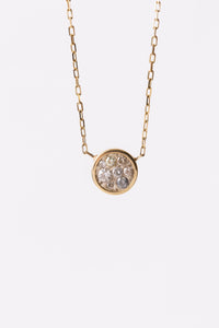 Miles McNeel Small Circle Pendant Necklace 14k Gold | White Diamond 